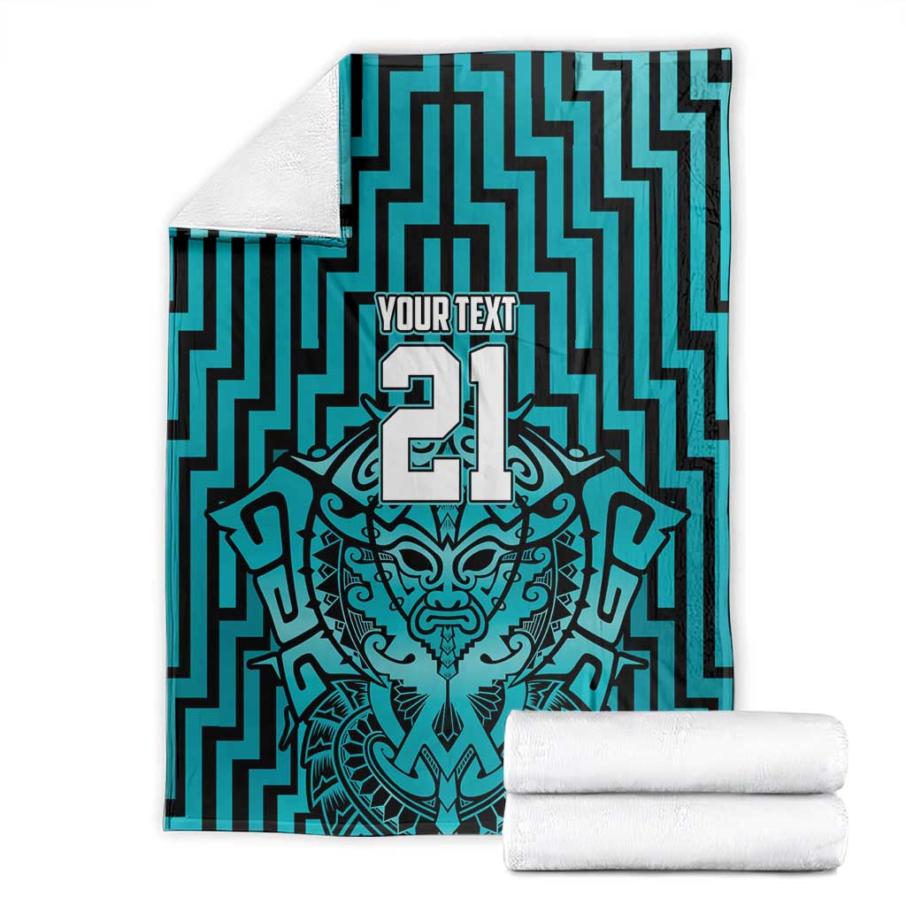 Custom Basketball New Zealand Blanket Teal Maori Ta Moko Indigenous - Polynesian Pride
