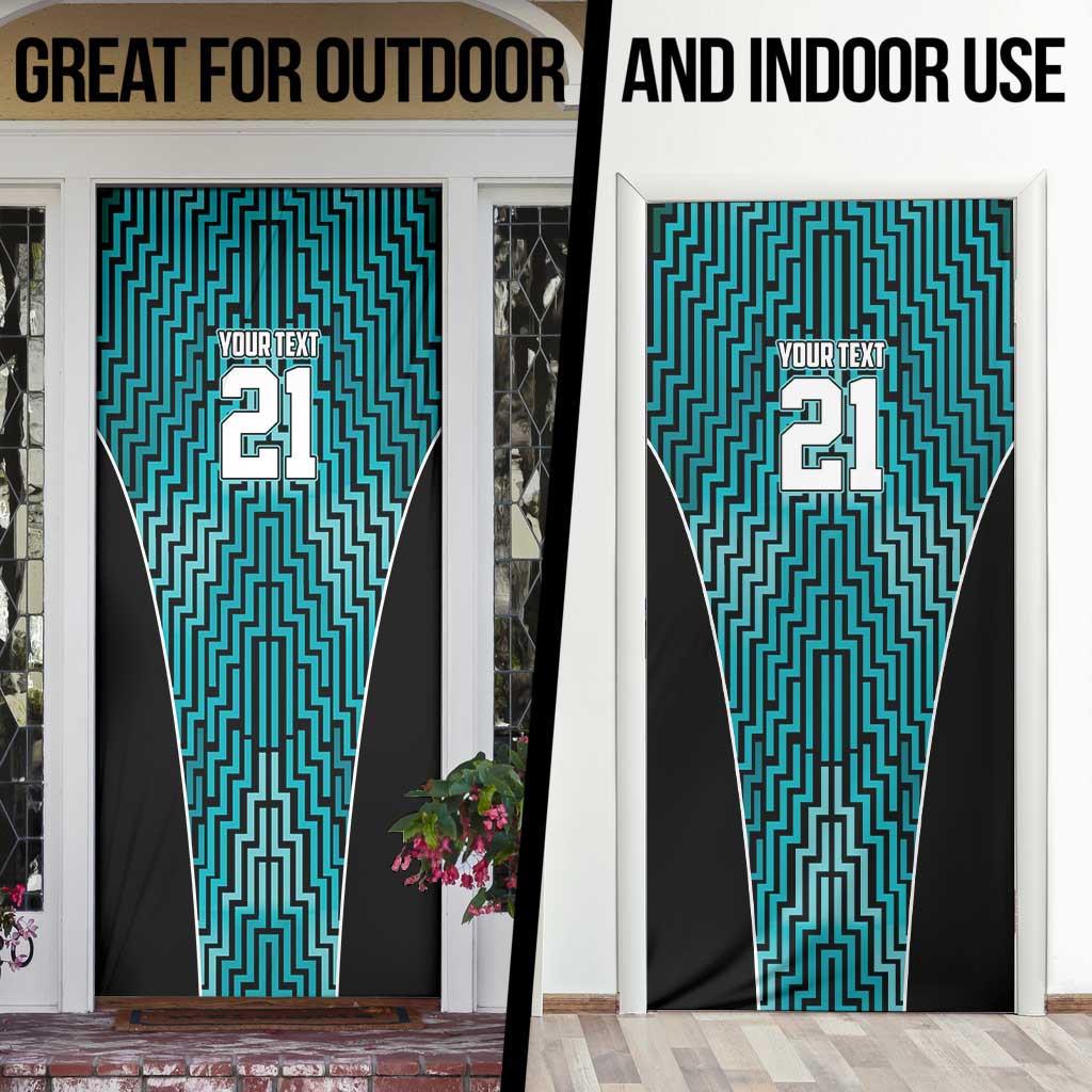 Custom Basketball New Zealand Door Cover Teal Maori Ta Moko Indigenous - Polynesian Pride