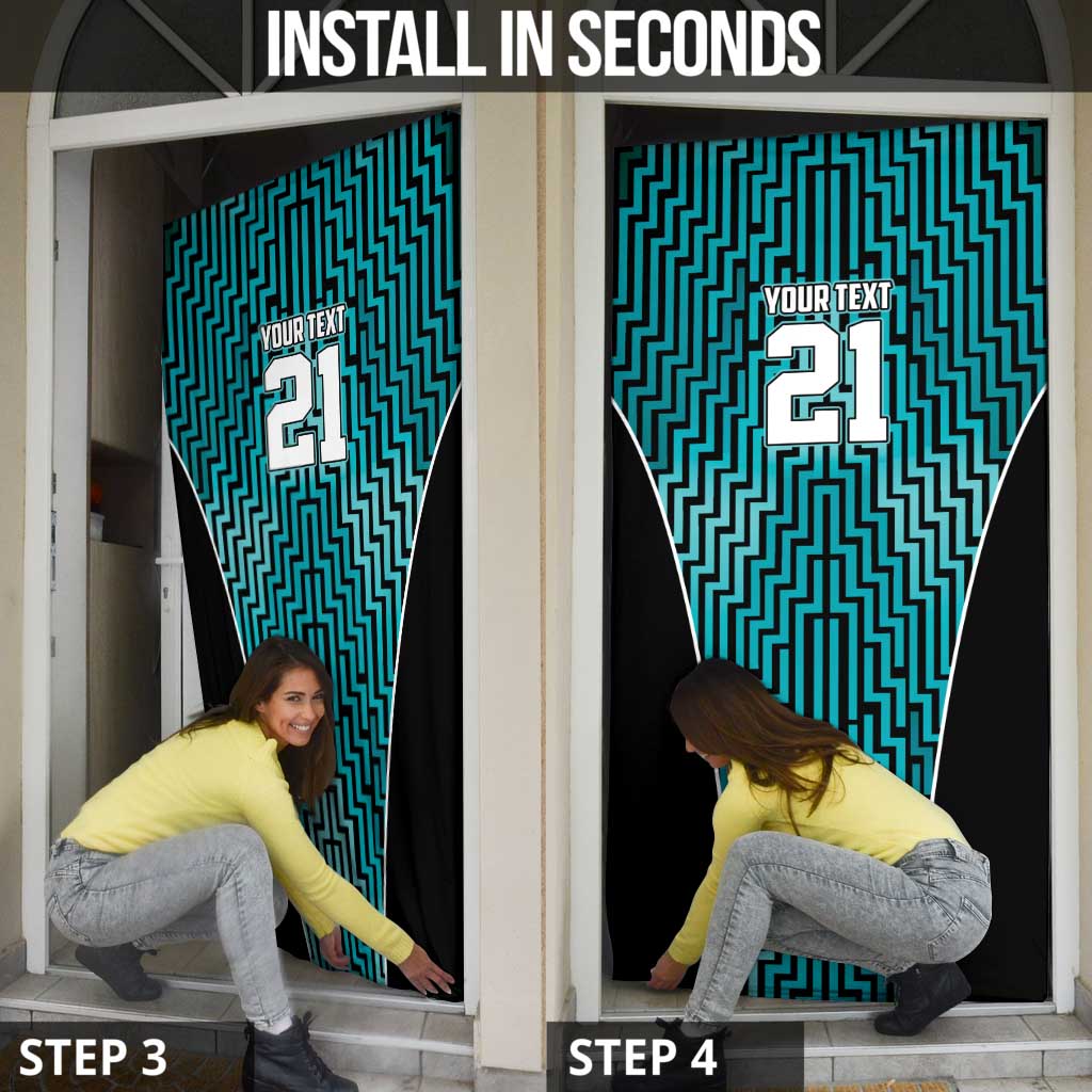 Custom Basketball New Zealand Door Cover Teal Maori Ta Moko Indigenous - Polynesian Pride