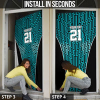 Custom Basketball New Zealand Door Cover Teal Maori Ta Moko Indigenous - Polynesian Pride