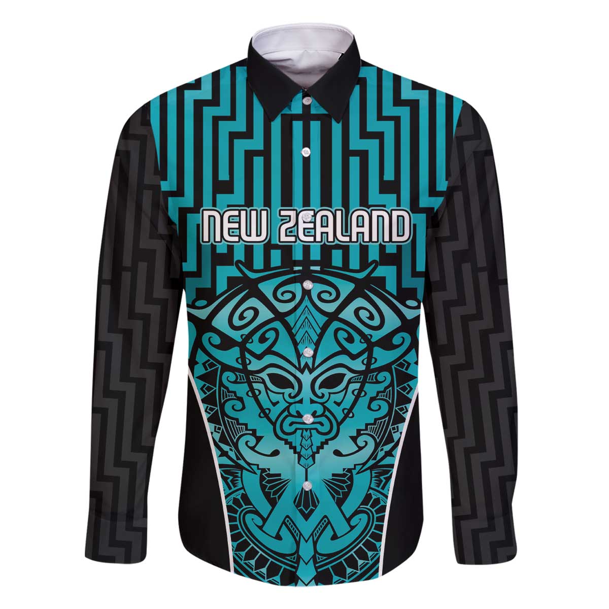 Custom Basketball New Zealand Family Matching Off The Shoulder Long Sleeve Dress and Hawaiian Shirt Teal Maori Ta Moko Indigenous - Polynesian Pride