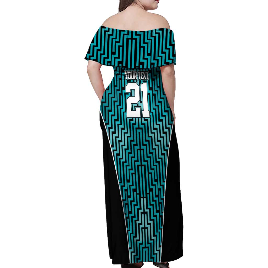 Custom Basketball New Zealand Family Matching Off Shoulder Maxi Dress and Hawaiian Shirt Teal Maori Ta Moko Indigenous - Polynesian Pride