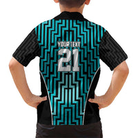 Custom Basketball New Zealand Family Matching Short Sleeve Bodycon Dress and Hawaiian Shirt Teal Maori Ta Moko Indigenous - Polynesian Pride