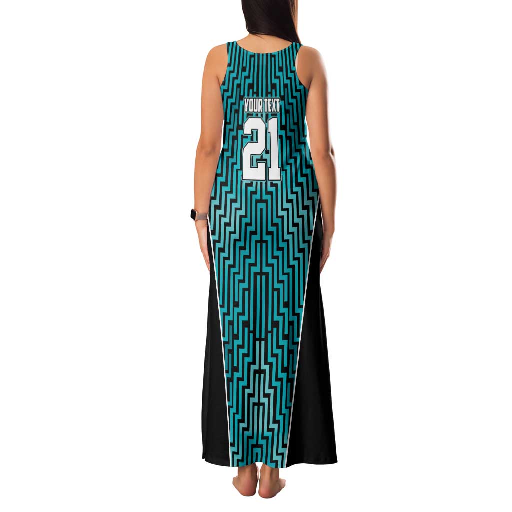 Custom Basketball New Zealand Family Matching Tank Maxi Dress and Hawaiian Shirt Teal Maori Ta Moko Indigenous - Polynesian Pride