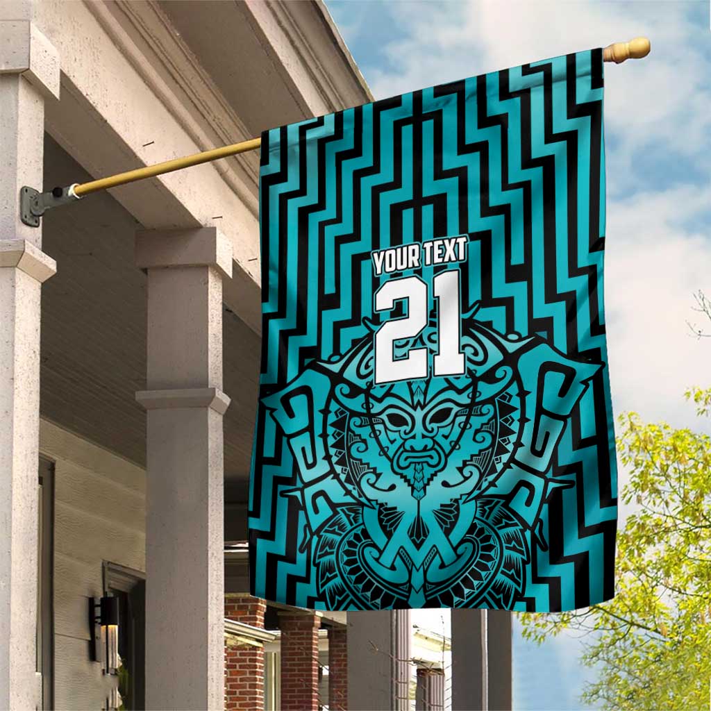 Custom Basketball New Zealand Garden Flag Teal Maori Ta Moko Indigenous - Polynesian Pride