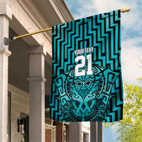 Custom Basketball New Zealand Garden Flag Teal Maori Ta Moko Indigenous - Polynesian Pride