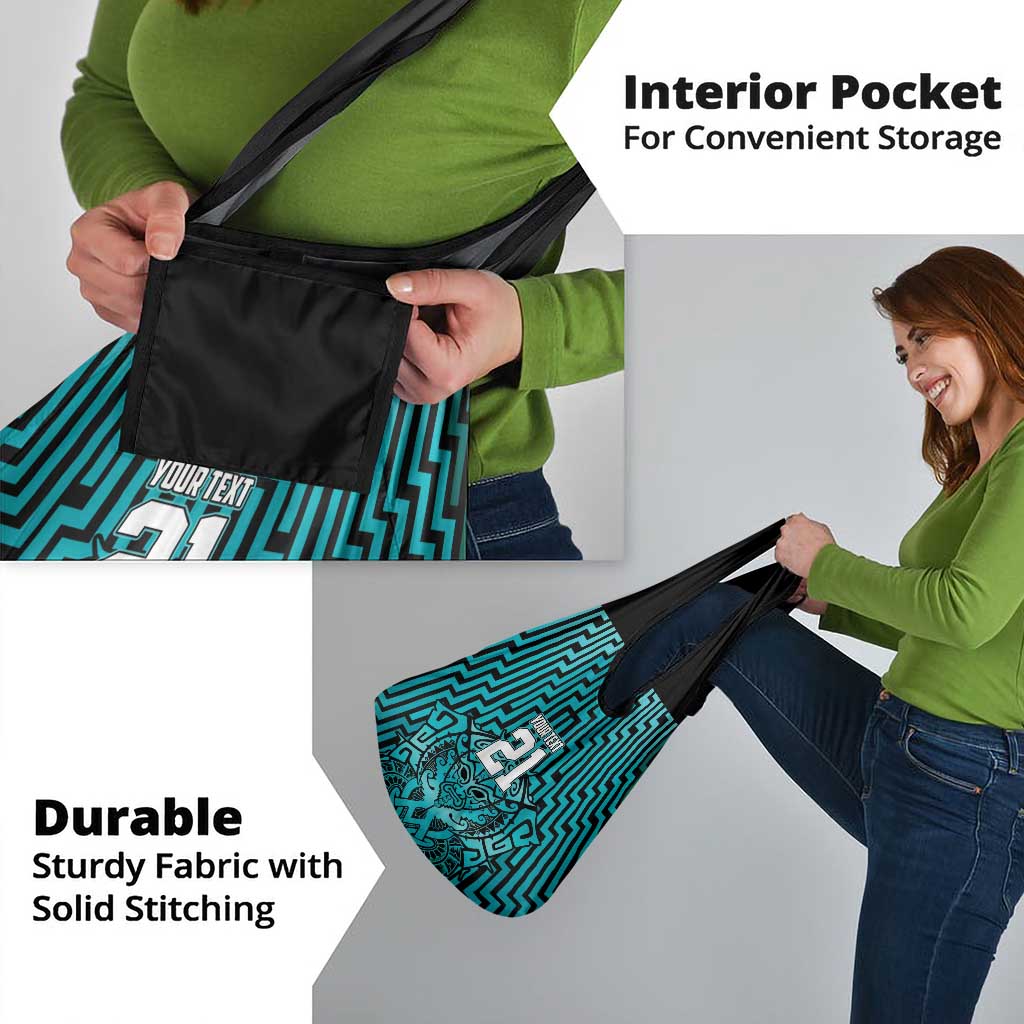 Custom Basketball New Zealand Grocery Bag Teal Maori Ta Moko Indigenous - Polynesian Pride