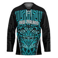 Custom Basketball New Zealand Hockey Jersey Teal Maori Ta Moko Indigenous - Polynesian Pride