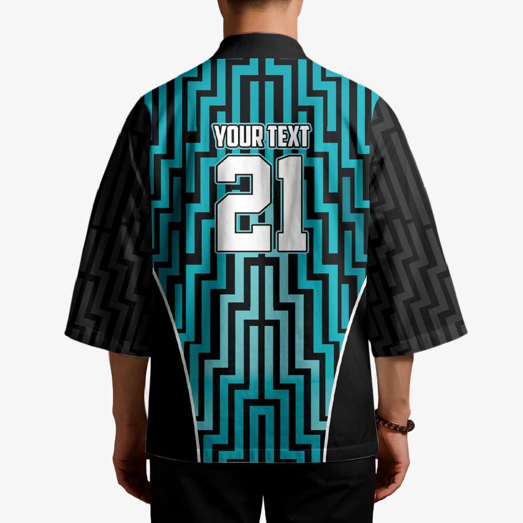 Custom Basketball New Zealand Kimono Teal Maori Ta Moko Indigenous - Polynesian Pride