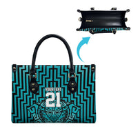 Custom Basketball New Zealand Leather Bag Teal Maori Ta Moko Indigenous - Polynesian Pride