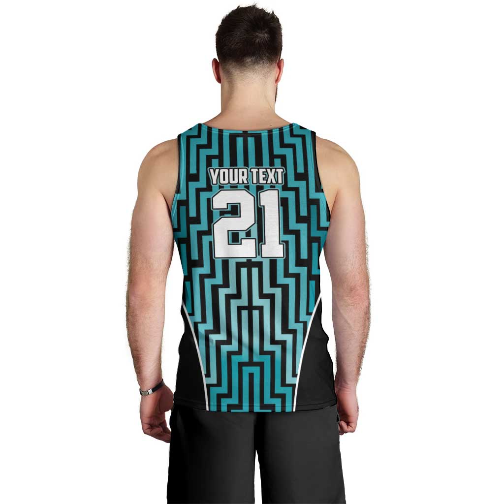 Custom Basketball New Zealand Men Tank Top Teal Maori Ta Moko Indigenous - Polynesian Pride
