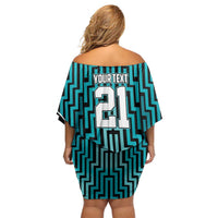 Custom Basketball New Zealand Off Shoulder Short Dress Teal Maori Ta Moko Indigenous - Polynesian Pride