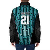 Custom Basketball New Zealand Padded Jacket Teal Maori Ta Moko Indigenous - Polynesian Pride