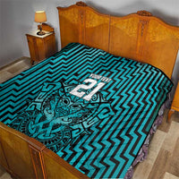 Custom Basketball New Zealand Quilt Teal Maori Ta Moko Indigenous - Polynesian Pride