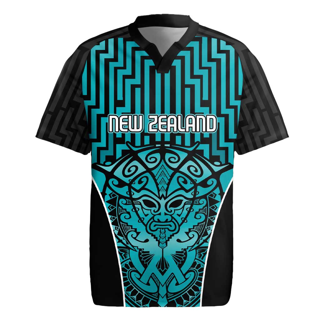 Custom Basketball New Zealand Rugby Jersey Teal Maori Ta Moko Indigenous - Polynesian Pride