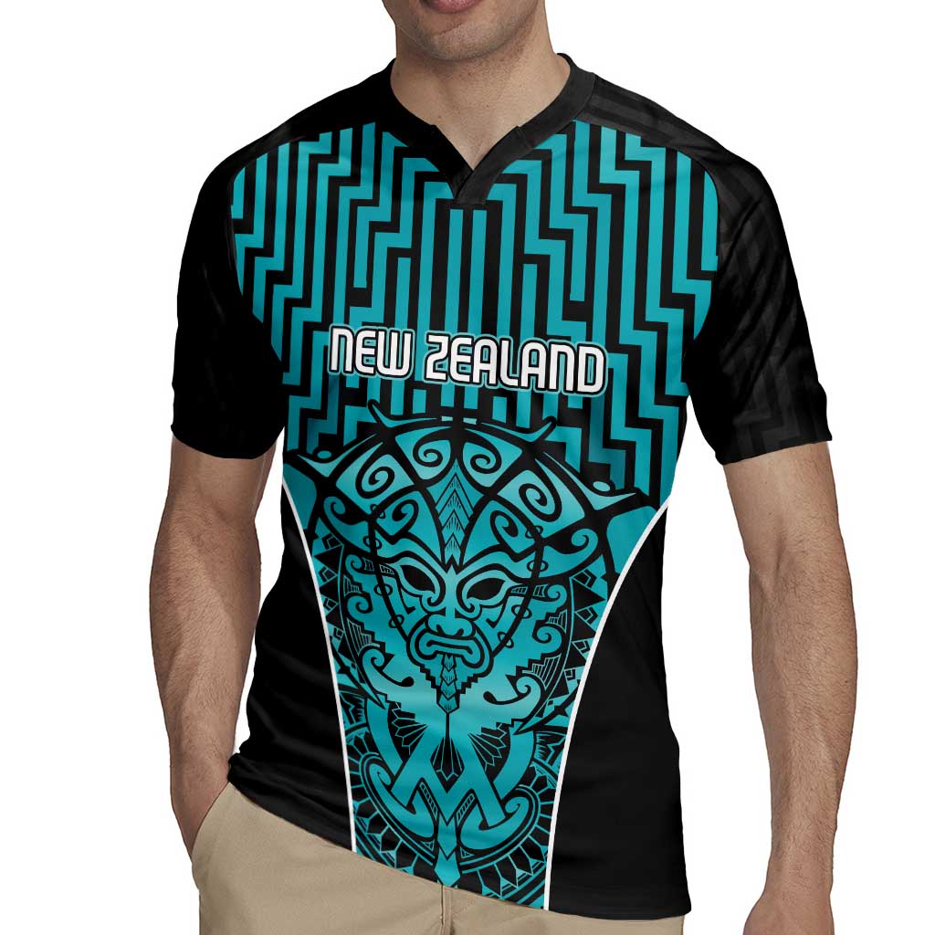 Custom Basketball New Zealand Rugby Jersey Teal Maori Ta Moko Indigenous - Polynesian Pride