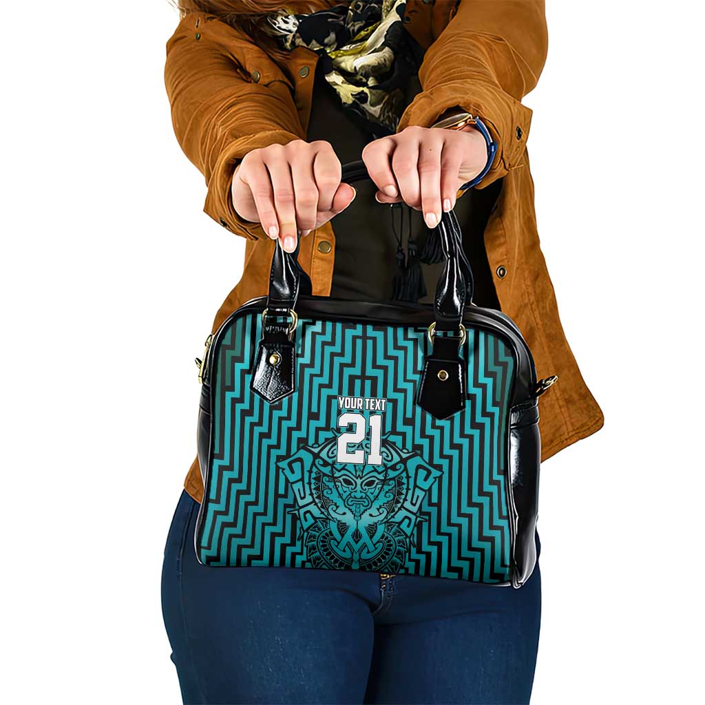 Custom Basketball New Zealand Shoulder Handbag Teal Maori Ta Moko Indigenous - Polynesian Pride