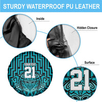 Custom Basketball New Zealand Spare Tire Cover Teal Maori Ta Moko Indigenous - Polynesian Pride