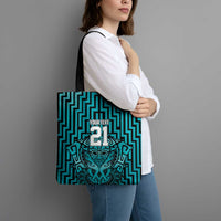 Custom Basketball New Zealand Tote Bag Teal Maori Ta Moko Indigenous - Polynesian Pride