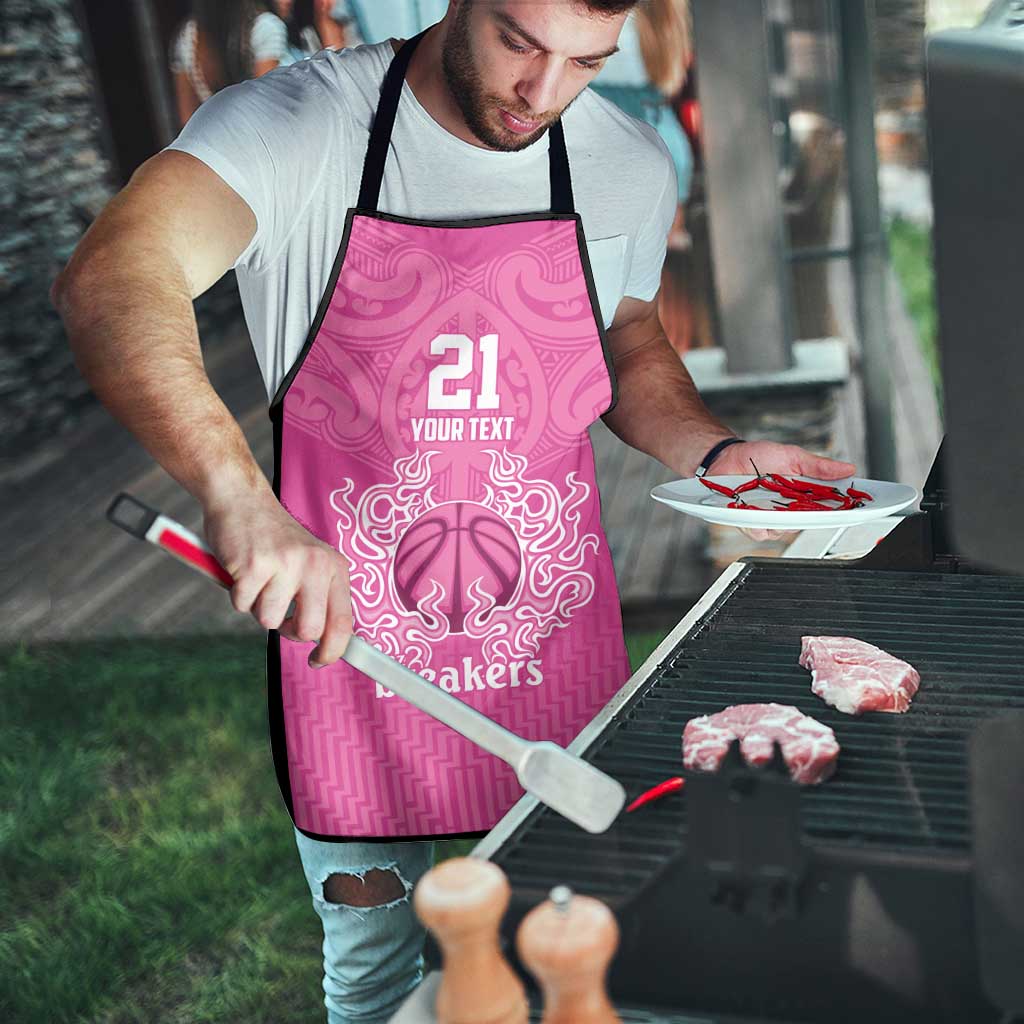 New Zealand Custom Apron Fire Basketball Maori Tribal Pink - Polynesian Pride