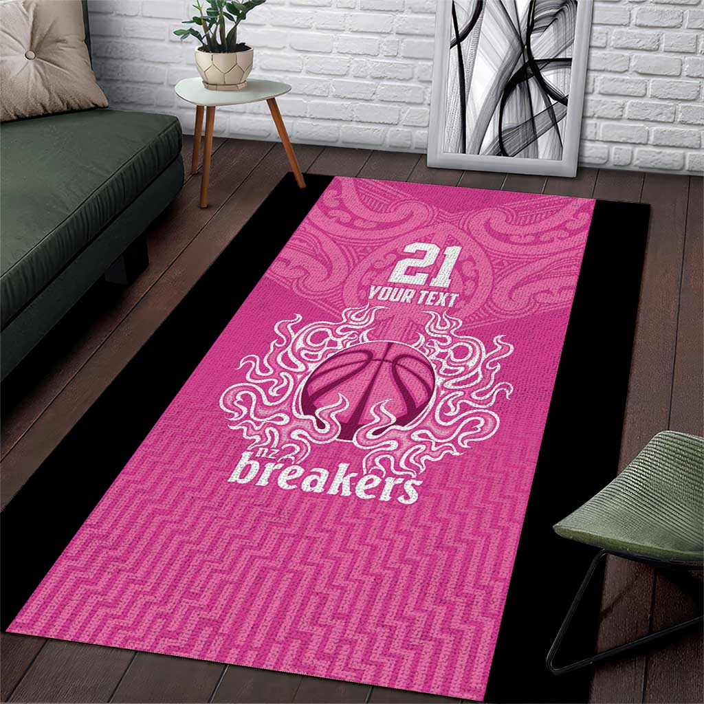 New Zealand Custom Area Rug Fire Basketball Maori Tribal Pink - Polynesian Pride