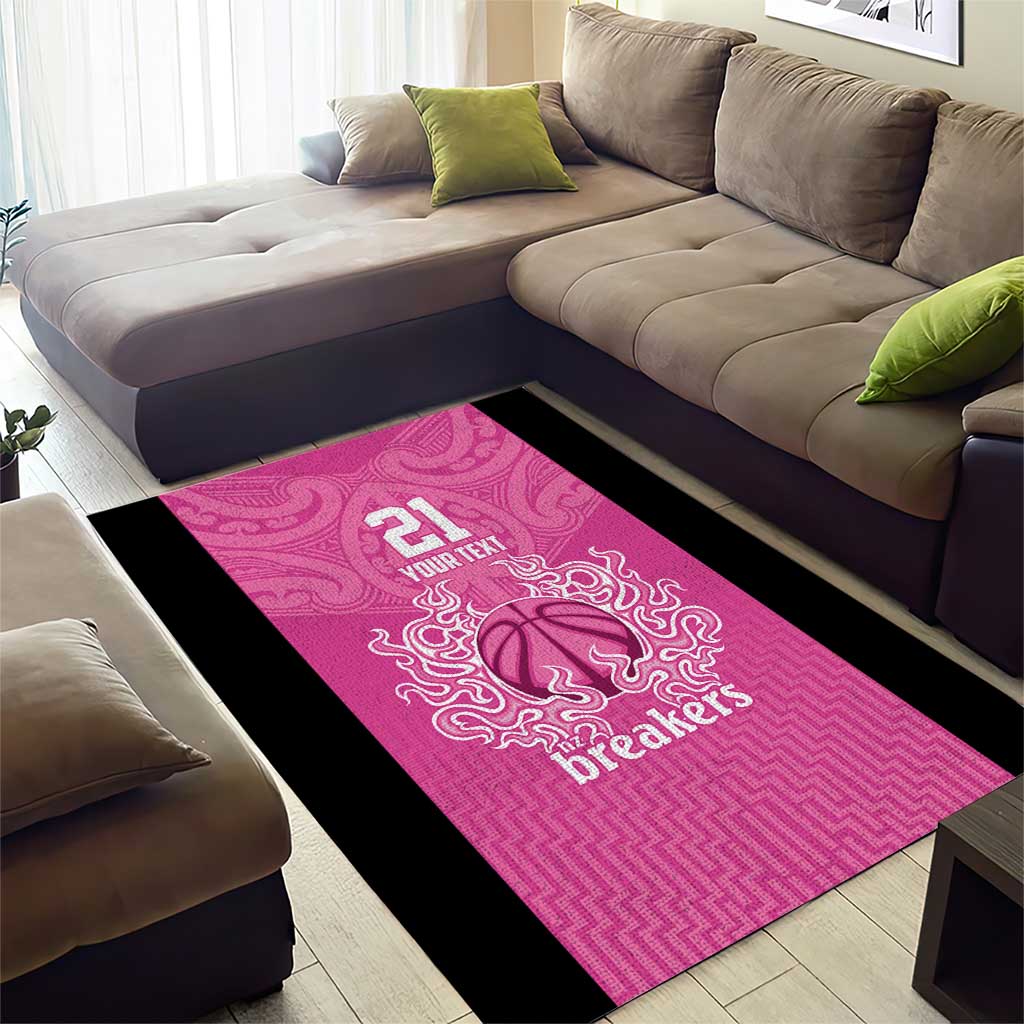 New Zealand Custom Area Rug Fire Basketball Maori Tribal Pink - Polynesian Pride
