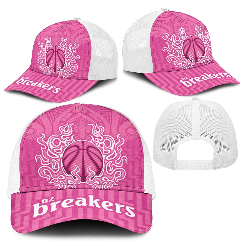 New Zealand Baseball Net Cap Fire Basketball Maori Tribal Pink - Polynesian Pride
