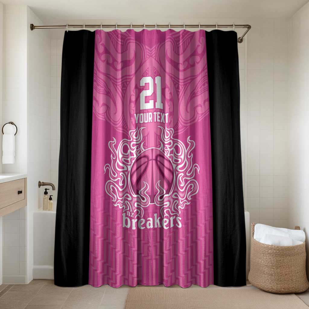 New Zealand Custom Bathroom Set Fire Basketball Maori Tribal Pink - Polynesian Pride