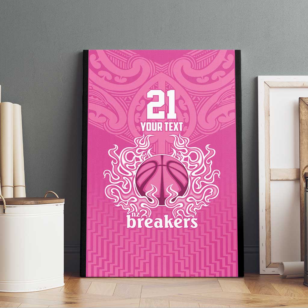 New Zealand Custom Canvas Wall Art Fire Basketball Maori Tribal Pink - Polynesian Pride