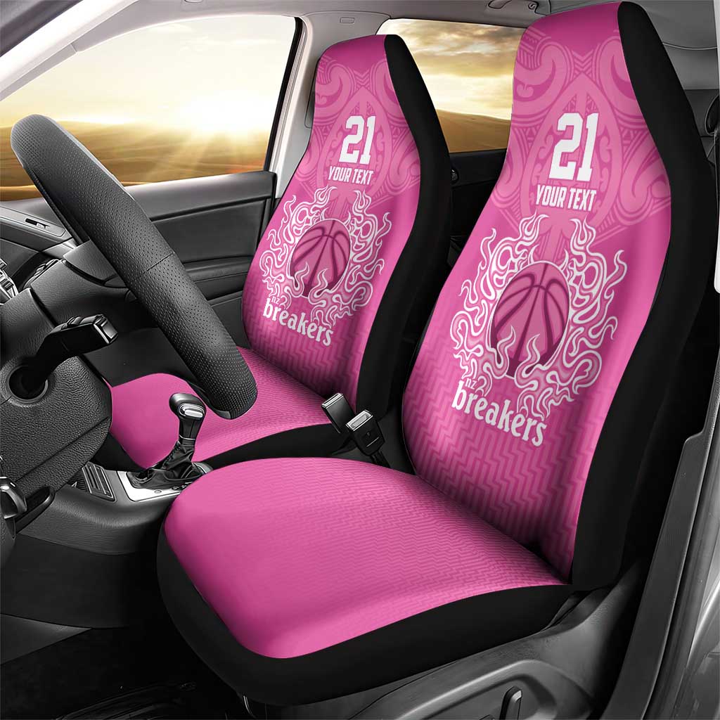New Zealand Custom Car Seat Cover Fire Basketball Maori Tribal Pink - Polynesian Pride