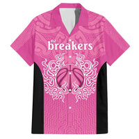 New Zealand Custom Family Matching Off Shoulder Short Dress and Hawaiian Shirt Fire Basketball Maori Tribal Pink - Polynesian Pride