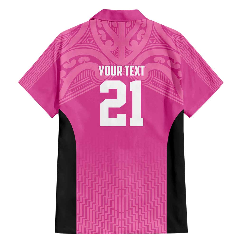 New Zealand Custom Family Matching Puletasi and Hawaiian Shirt Fire Basketball Maori Tribal Pink - Polynesian Pride