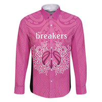New Zealand Custom Family Matching Puletasi and Hawaiian Shirt Fire Basketball Maori Tribal Pink - Polynesian Pride