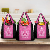 New Zealand Custom Grocery Bag Fire Basketball Maori Tribal Pink - Polynesian Pride