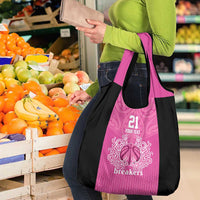 New Zealand Custom Grocery Bag Fire Basketball Maori Tribal Pink - Polynesian Pride