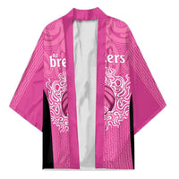 New Zealand Custom Kimono Fire Basketball Maori Tribal Pink - Polynesian Pride