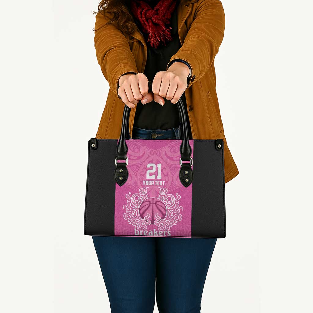New Zealand Custom Leather Bag Fire Basketball Maori Tribal Pink - Polynesian Pride