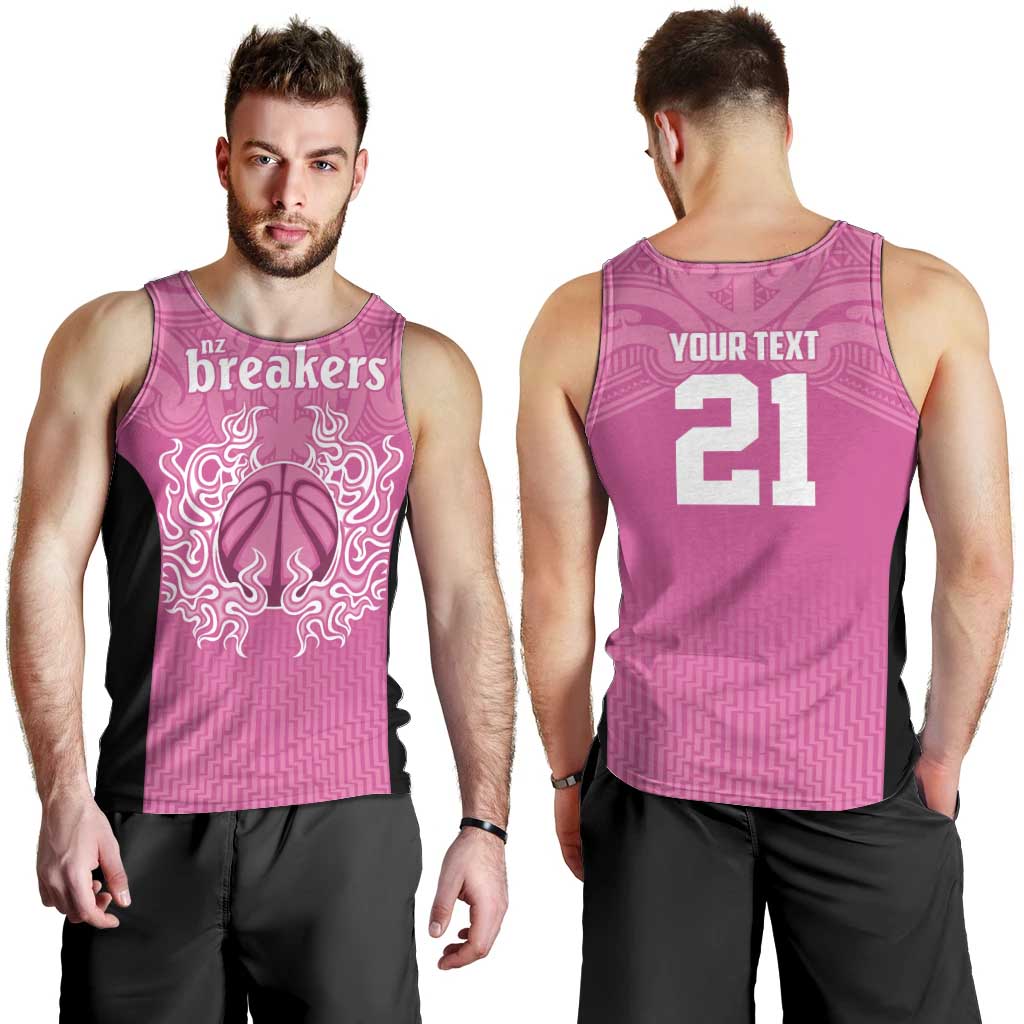 New Zealand Custom Men Tank Top Fire Basketball Maori Tribal Pink - Polynesian Pride