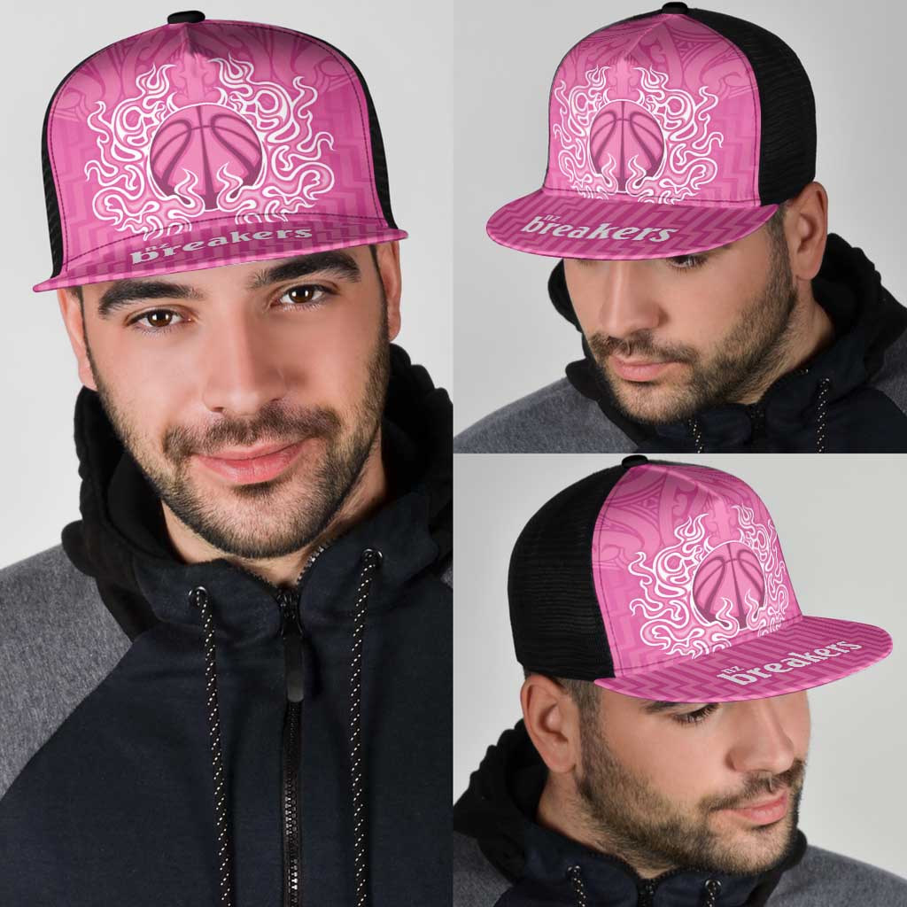 New Zealand Mesh Trucker Cap Fire Basketball Maori Tribal Pink - Polynesian Pride