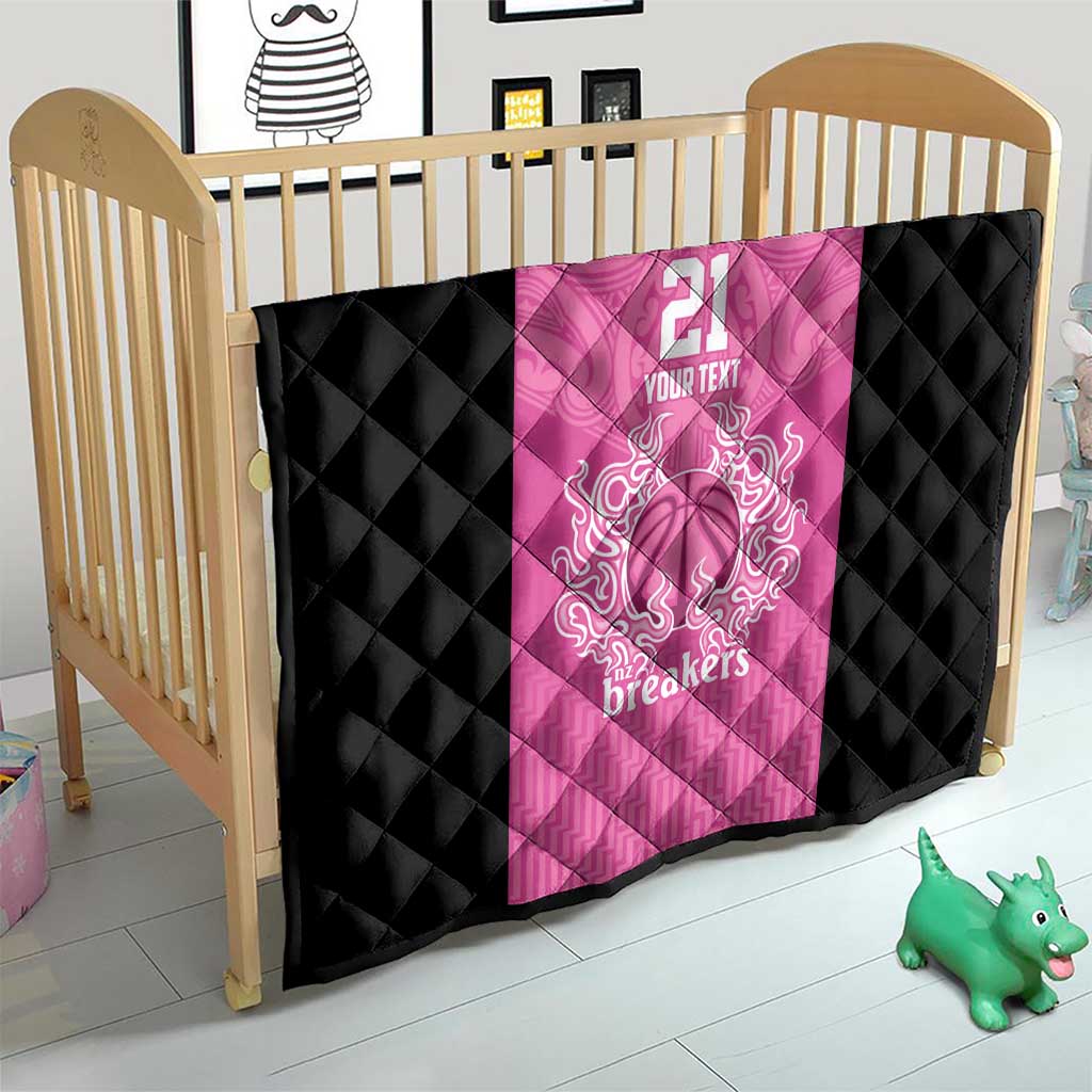 New Zealand Custom Quilt Fire Basketball Maori Tribal Pink - Polynesian Pride