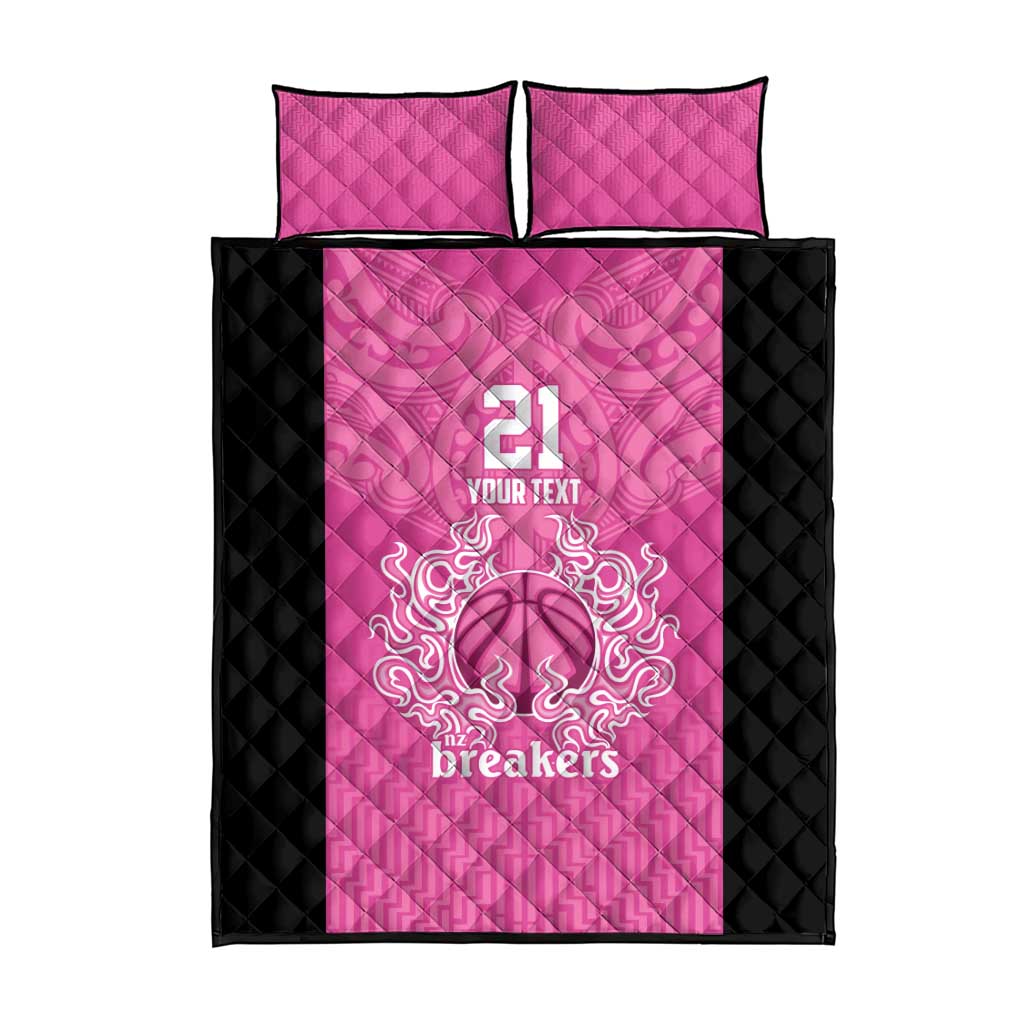 New Zealand Custom Quilt Bed Set Fire Basketball Maori Tribal Pink - Polynesian Pride