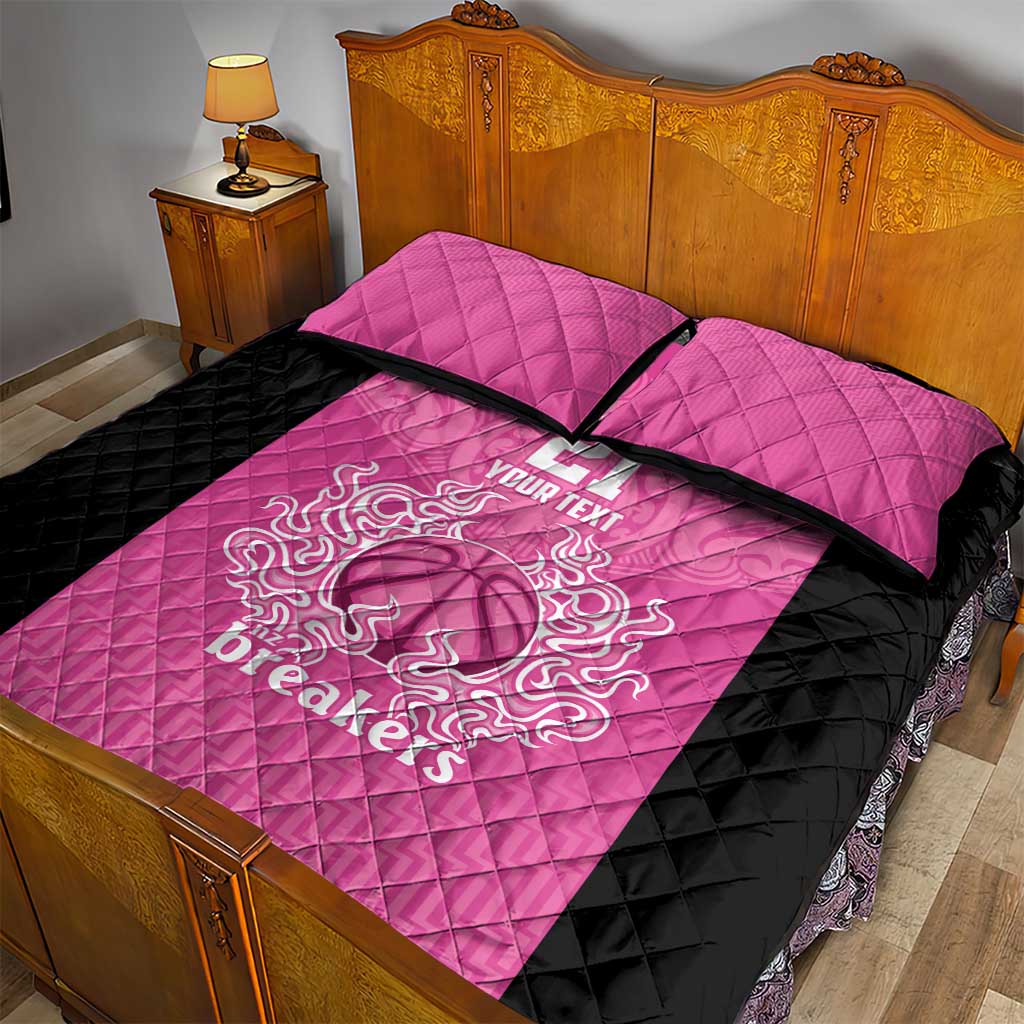 New Zealand Custom Quilt Bed Set Fire Basketball Maori Tribal Pink - Polynesian Pride
