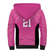 New Zealand Custom Sherpa Hoodie Fire Basketball Maori Tribal Pink - Polynesian Pride