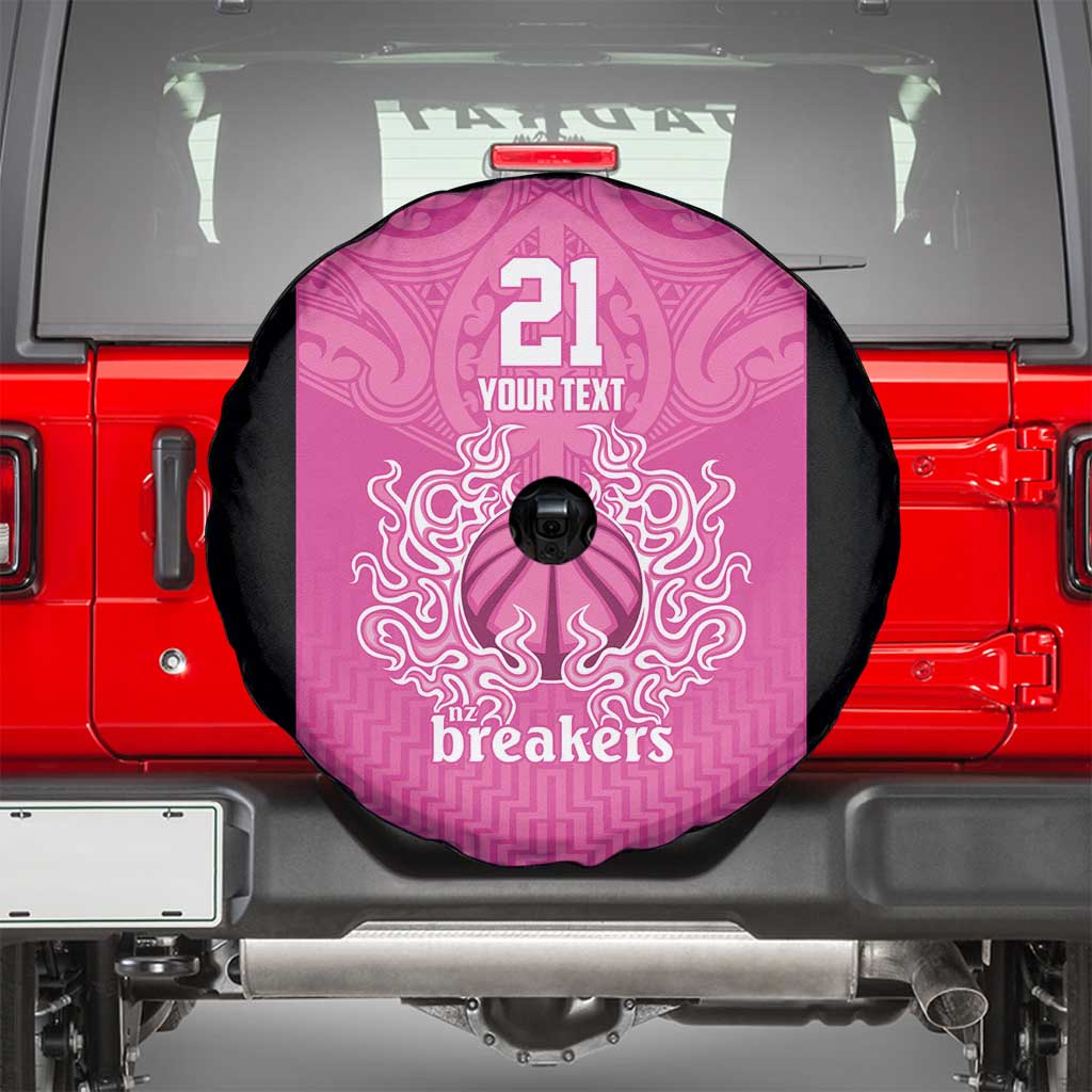 New Zealand Custom Spare Tire Cover Fire Basketball Maori Tribal Pink - Polynesian Pride