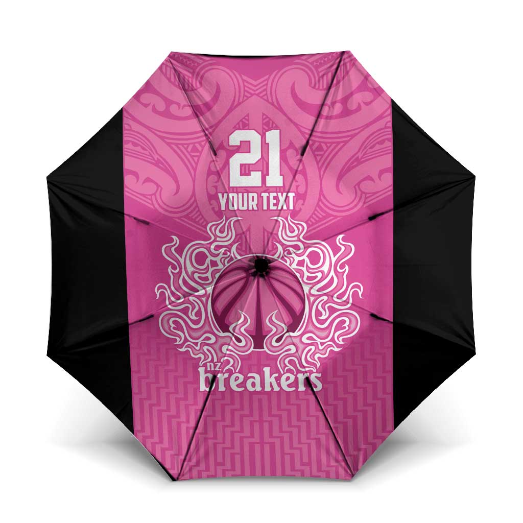 New Zealand Custom Umbrella Fire Basketball Maori Tribal Pink - Polynesian Pride