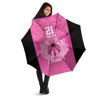 New Zealand Custom Umbrella Fire Basketball Maori Tribal Pink LT9 - Polynesian Pride