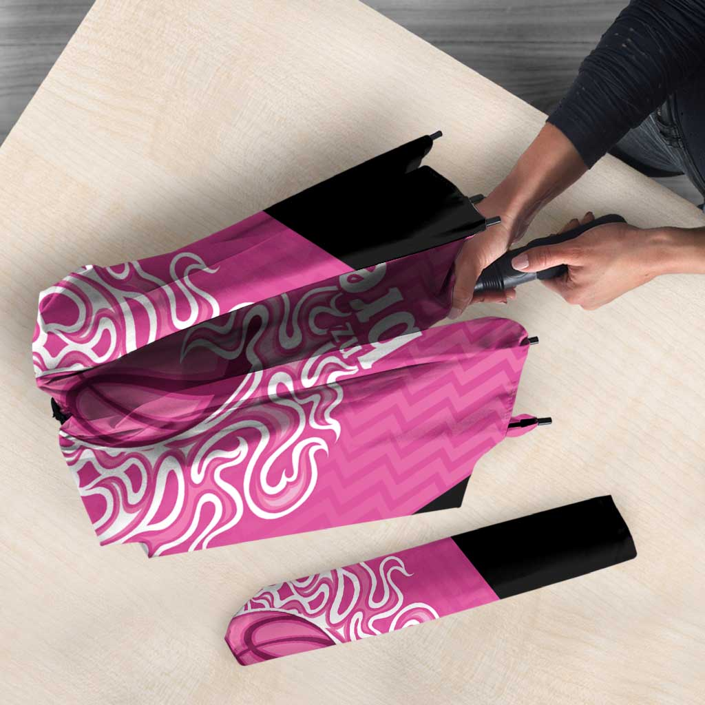 New Zealand Custom Umbrella Fire Basketball Maori Tribal Pink LT9 - Polynesian Pride