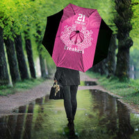 New Zealand Custom Umbrella Fire Basketball Maori Tribal Pink LT9 - Polynesian Pride