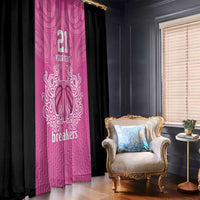 New Zealand Custom Window Curtain Fire Basketball Maori Tribal Pink - Polynesian Pride