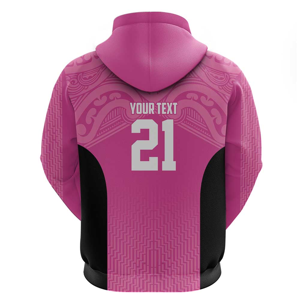 New Zealand Custom Zip Hoodie Fire Basketball Maori Tribal Pink - Polynesian Pride